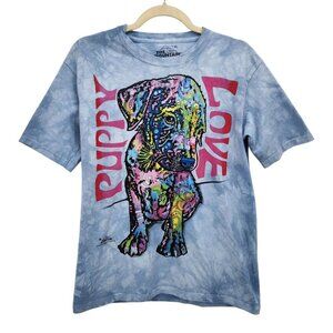 The Mountain Child XL T-Shirt Puppy Love Graphic Blue Tie Dye Multicolor Top